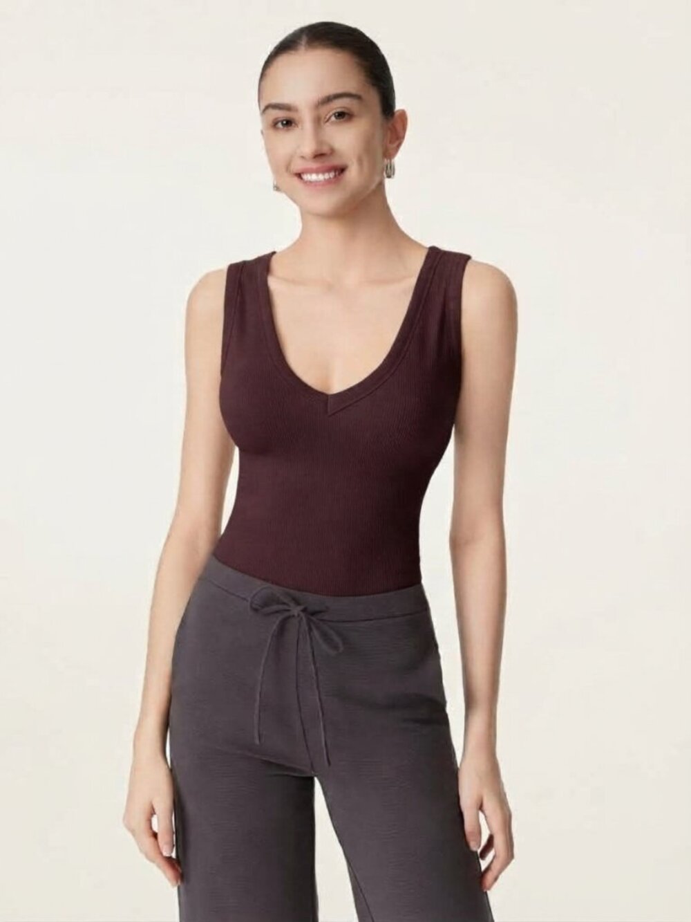 NWT OGL Cotton Air Stretchy V-neck Cotton New Airy Bra Tank Ruby XS #A6002